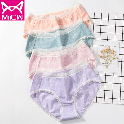 

Cat MiiOW womens underwear sexy lace waist waist underwear womens solid color cotton underwear triangle large size womens underwear 4 gift box fashion lace  16585