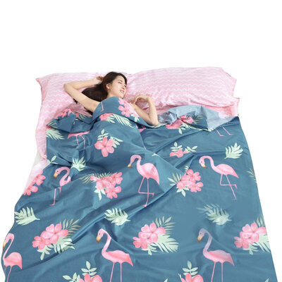 

Gagarin JAJALIN Travel Hotel Dirty Sleeping Bag Adult Indoor Travel Single Double Portable Thin Travel Anti-dirty Sheet Flamingo Pattern 180210cm