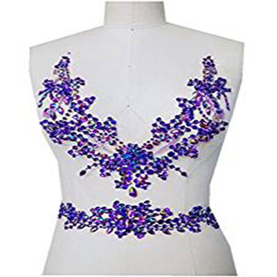 

Pure hand made sew on Rhinestones applique purple crystals patches 2926cm387cm for dress DIY dress accessory