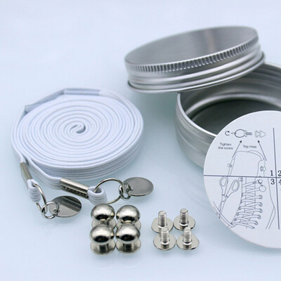 

JUP 1 Pair High-grade Metal Box Packaging Lazy People Without The Strong Elastic Shoe Laces Sneakers Shoelaces Shoestring Laces