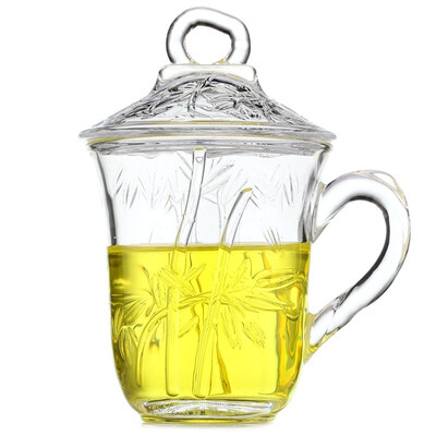 

Jingdong Supermarket] Li Zun cup glass with a lid (280ml) glass fine tea cup - bamboo