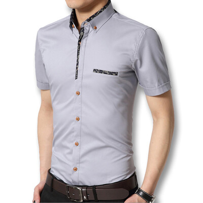 

New Arrivals Men Shirts 2016 Spring Summer Dress Casual Men Shirts Shorts Sleeves Shirts Printed Men Shirts Hot Sale Plus 5XL