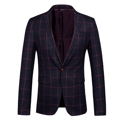 

Necini™ Man'S Korean version of the British men's Slim woolen suit jacket plaid suit jacket