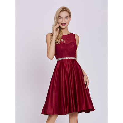 

CAZDZY Scoop Neck Beaded Lace Homecoming Dress