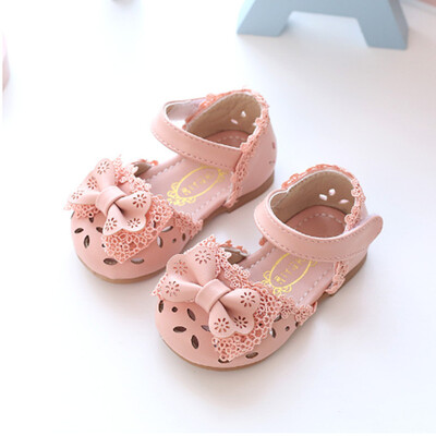 

Princess Baby Sandals Cute Bow Hollow Girl Leather Shoes 0-6 Years Old Pink White Baby Toddler