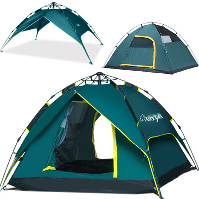 

Wolf walker 3-4 people outdoor automatic tent double rain double thick outdoor camping tent dark green three models