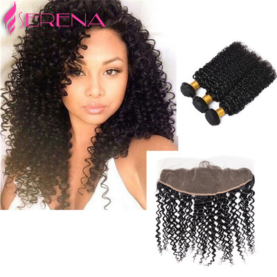 

Mongolian Kinky Curly Hair With Frontal Closure 13x4 Lace Frontal Closure With Bundles Afro Kinky Curly Human Hair With Closure