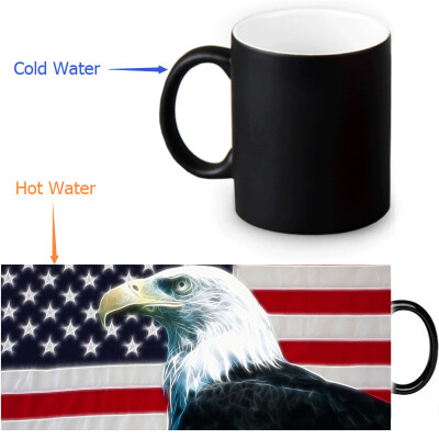 

US Flag And Bald Eagle 350ml12oz Heat Reveal Mug Color Change Coffee Cup Sensitive Morphing Mugs Magic Mug Milk Tea Cups