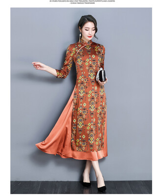 

2018 новый китайский классический стиль улучшенная версия рукава воротник cheongsam напечатанное мозаичное платье