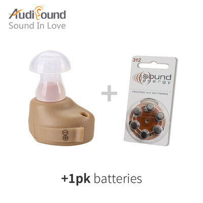 

Audisound Ear Care 906-1 Hearing Aid Portable Small In The Ear Invisible Best Hearing Amplifier with 6PCS1 CARD A312 Battery