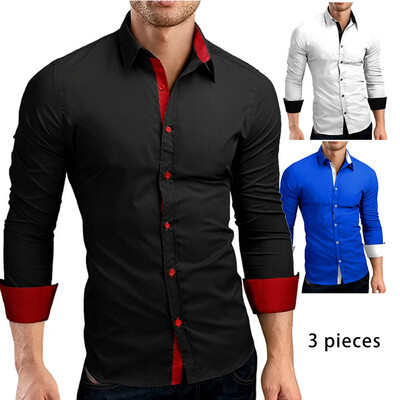 

Men Shirt Brand 2017 Male High Quality Long Sleeve Shirts Casual Hit Color Slim Fit Black Man Dress Shirts 4XL C936