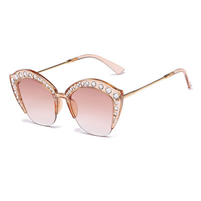 

LIKEU'S Модные женские солнцезащитные очки Diamond half frame Дизайнер с бриллиантами Роскошные женские кошачьи солнцезащитные очки для глаз