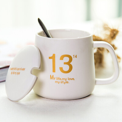 

Jingdong Supermarket Porcelain Soul Creative Ceramic Cup Couple Cups Coffee Cups with Straps Marks Mugs Milk Cups H2O Black