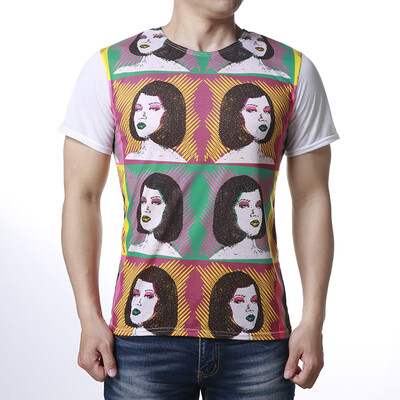 

Mens O-neck Tops Women Face Print Pullover T-Shirts
