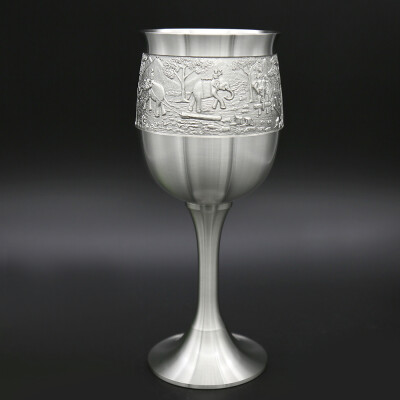 

Oriental Pewter - Liquor Goblet Pewter Pure Tin 97 Lead-Free G3L Hand Carved Beautiful Embossed Handmade in Thailand