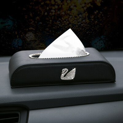 

Carnot car swan diamond leather seat tissue box car interior jewelry paper towel pumping napkin box car