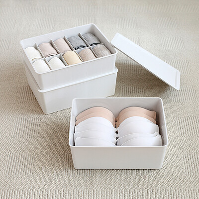 

FOOJO underwear underwear bra socks storage box with cover compartment storage box plastic finishing box 3 Pack