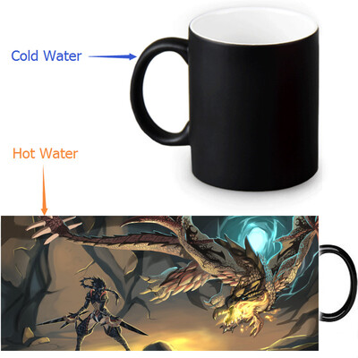 

Monster Hunter Manga 350ml/12oz Heat Reveal Mug Color Change Coffee Cup Sensitive Morphing Mugs Magic Mug Milk Tea Cups
