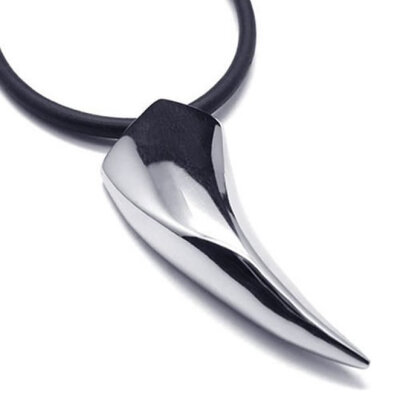 

Hpolw Unique Stainless Steel Spear Wolf Tooth Pendant Mens Necklace Chain