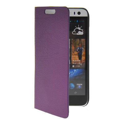 

MOONCASE Slim Leather Side Flip Wallet Card Holder Pouch with Kickstand Shell Back Case Cover for HTC Desire 616 Purple