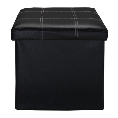 

Space premium black leather storage stool