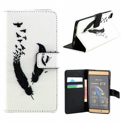 

OONCASE Cute Pattern держателя Кожаный бумажник флип карты с Kickstand Чехол для Huawei Ascend P8