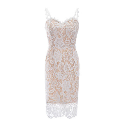 

Try Everything Summer Dress 2018 High Quality Women Fashion Black Lace Dress Midi Sexy Spaghetti Strap Lace Pencil Dress Women