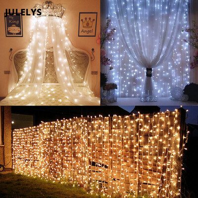 

JULELYS 10m x 2m 640 Bulbs LED Wedding Curtain Light Outdoor Christmas Garland String Lights Decoration For Hilday Party Garden
