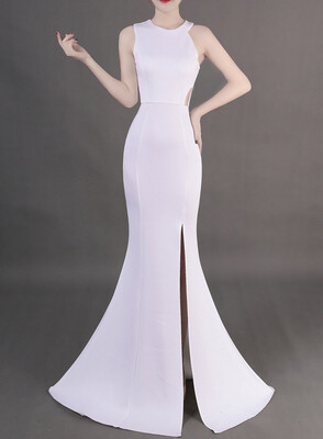 

Halter Fishtail Slim Wedding Party Evening Dress Female Split Skirt Sexy Temperament Dress