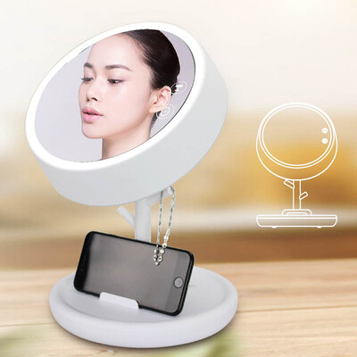 

Gan Yue qianyue Jia Na teachers day gift to send teacher birthday gift to send girls to send girlfriends to send girlfriends creative LED rechargeable round makeup mirror table lamp white