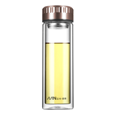 

Fuguang double-layer glass mens cup transparent portable filter tea cup water cup 350ML gold X1628-SP-350