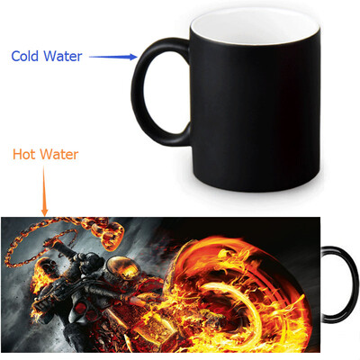 

GHOST RIDER 350ml12oz Heat Reveal Mug Color Change Coffee Cup Sensitive Morphing Mugs Magic Mug Milk Tea Cups
