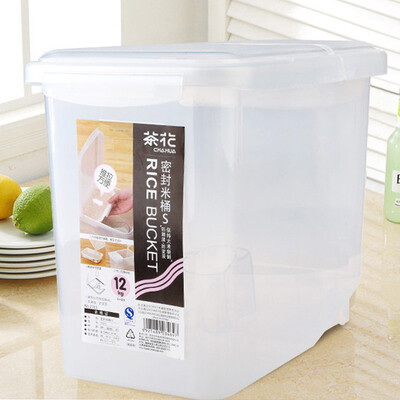 

Jingdong Supermarket] Camellia rice barrels sealed rice noodle flour barrels 12kg to send the cup with the bottom pulley 2311