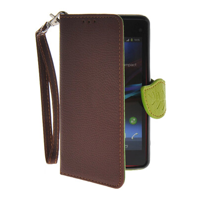 

MOONCASE Лич кожи Кожа держатель карты бумажник чехол с Kickstand чехол для Sony Xperia Z1 Compact (Mini ) Браун