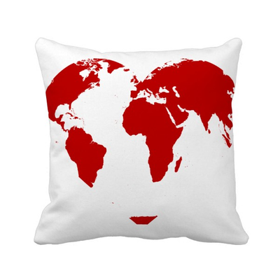 

Heart Red World Map Valentines Day Square Throw Pillow Insert Cushion Cover Home Sofa Decor Gift