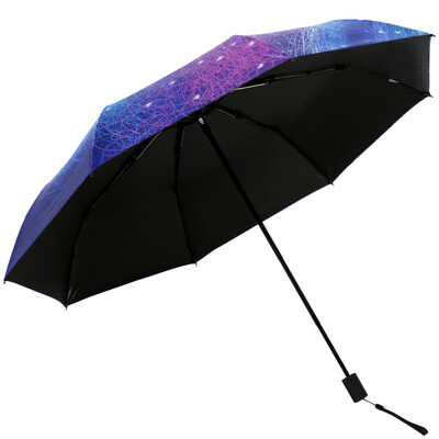 

Paradise umbrella full blackout vinyl UPF50 tri-fold small black umbrella sunny umbrella 30565D nightmare