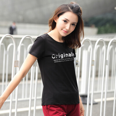

Antarctic Nanjiren T-shirt female 2018 summer casual wild short-sleeved t-shirt Slim was thin shirt female letter printing black