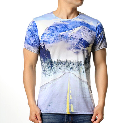 

Mens O-neck Partterned Print Pullover T-shirts