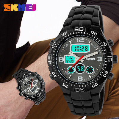 

Mens Tough Design Multifunctional Analog-Digital Steel Band Wrist Watch