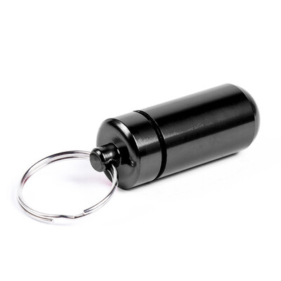 

1PCS Aluminum Pill Box Case Medicine Bottle Holder Container Keychain Waterproof BLACK