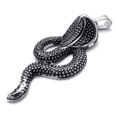 

Hpolw Mens&Womens New fashion style Stainless Steel Casting Black Cobra Pendant Jewery Necklace18-26 inch Chain