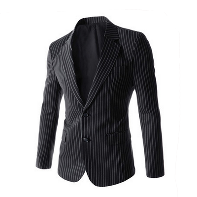

Zogaa New Mens Suit Stripes Slim Casual Two Button