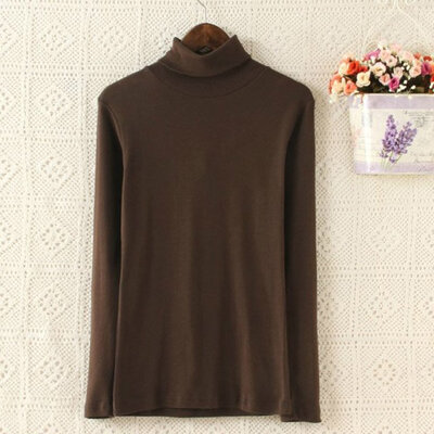 

Women Pullovers Turtleneck Long-sleeve Basic Shirt Solid Bottoming Shirt Tops