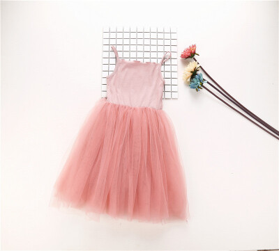 

2018 New Baby Girls Sling Ball Dresses Knit Cotton Mesh Vest Ballet Tutu Dress Summer Girl Party Vestidos 90-130cm