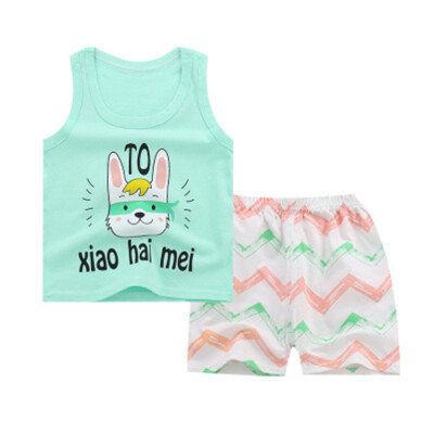 

Summer Baby Clothing Set Cartoon Boys Girls Children Clothes Set Sport Infant Kid Suits Tracksuits Cotton Vest Pants