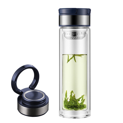 

Fuguang double-layer glass mens cover cup tea cup filter cup multi-function portable cup 400ml black G1707-SH-400