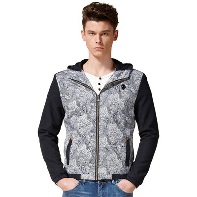 

(MSEK) JK3215 Мужская куртка с капюшоном Повседневная мода Мужская куртка Jacket Grey XL