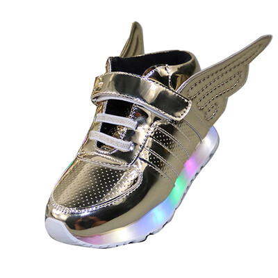 

Kid boy girl LED light up sneaker athletic wings shoe boot winter fleece lined