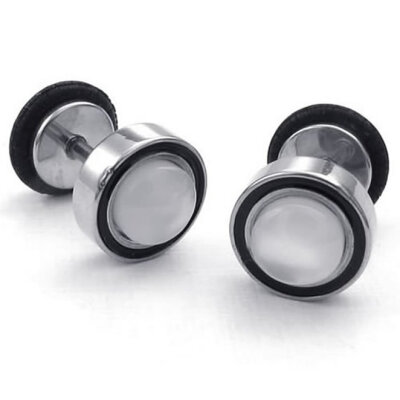 

Hpolw Mens Womens Stainless Steel Stud Earrings White Silver