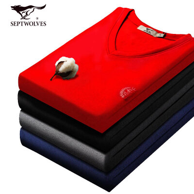 

Seven wolves thermal underwear men plus velvet thickening suit red this year invisible V-neck mens autumn&winter autumn clothing autumn pants new wedding box set 99295 red 3XL